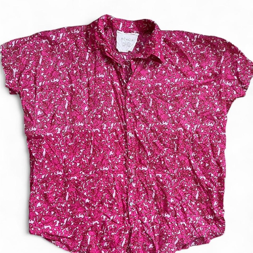 Acacia Swimwear Fuchsia Floral Button Down Shirt